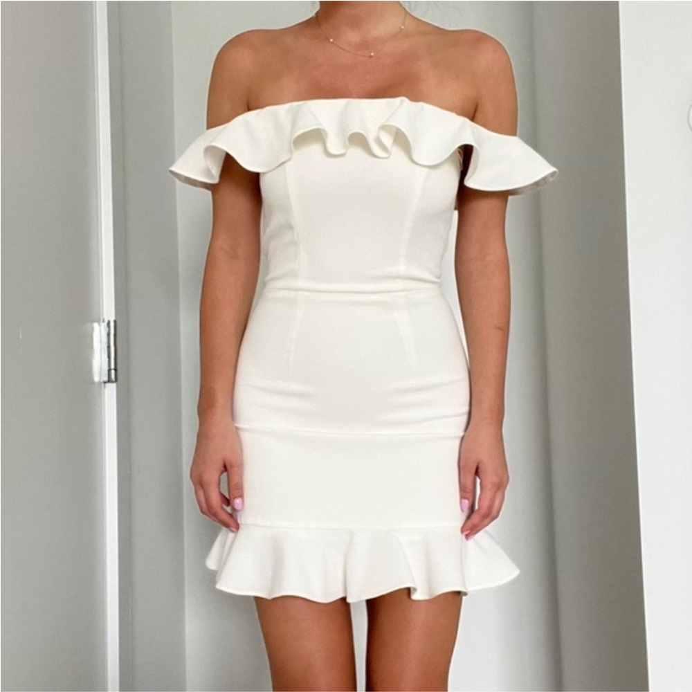 French Connection White Flutter Dress